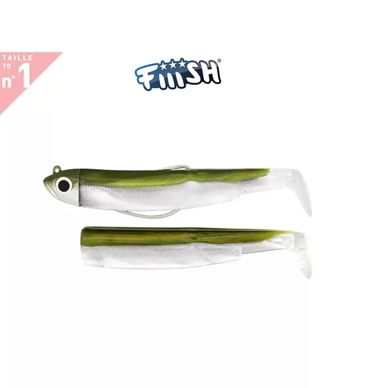 Artificiale Siliconico FIIISH SET 70 MM 3 GR SHORE KAKI pesca spinning